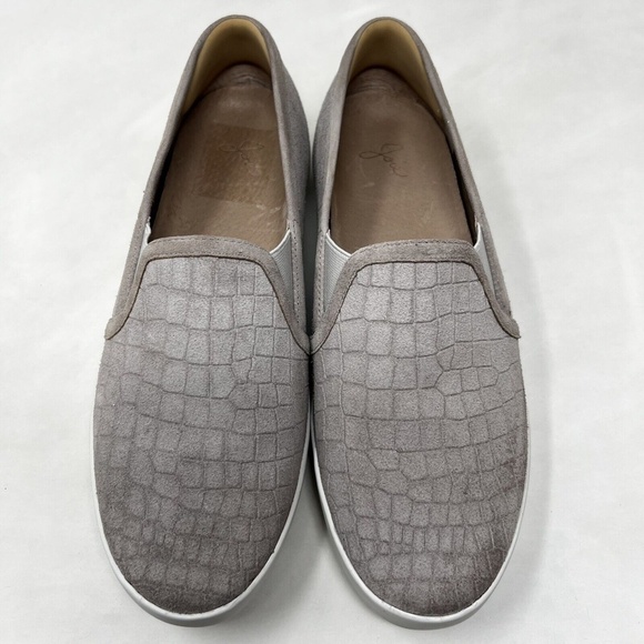 Joie Shoe Slides Huxley Gray Croc Pattern Leather Sneaker Comfort Size 37.5 EUR - Picture 8 of 11